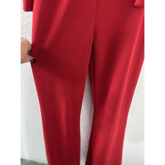 Fashion Nova Red Cold Shoulder Wide Leg Jumpsuit Belted Falling For Your Charm M - Picture 7 of 16